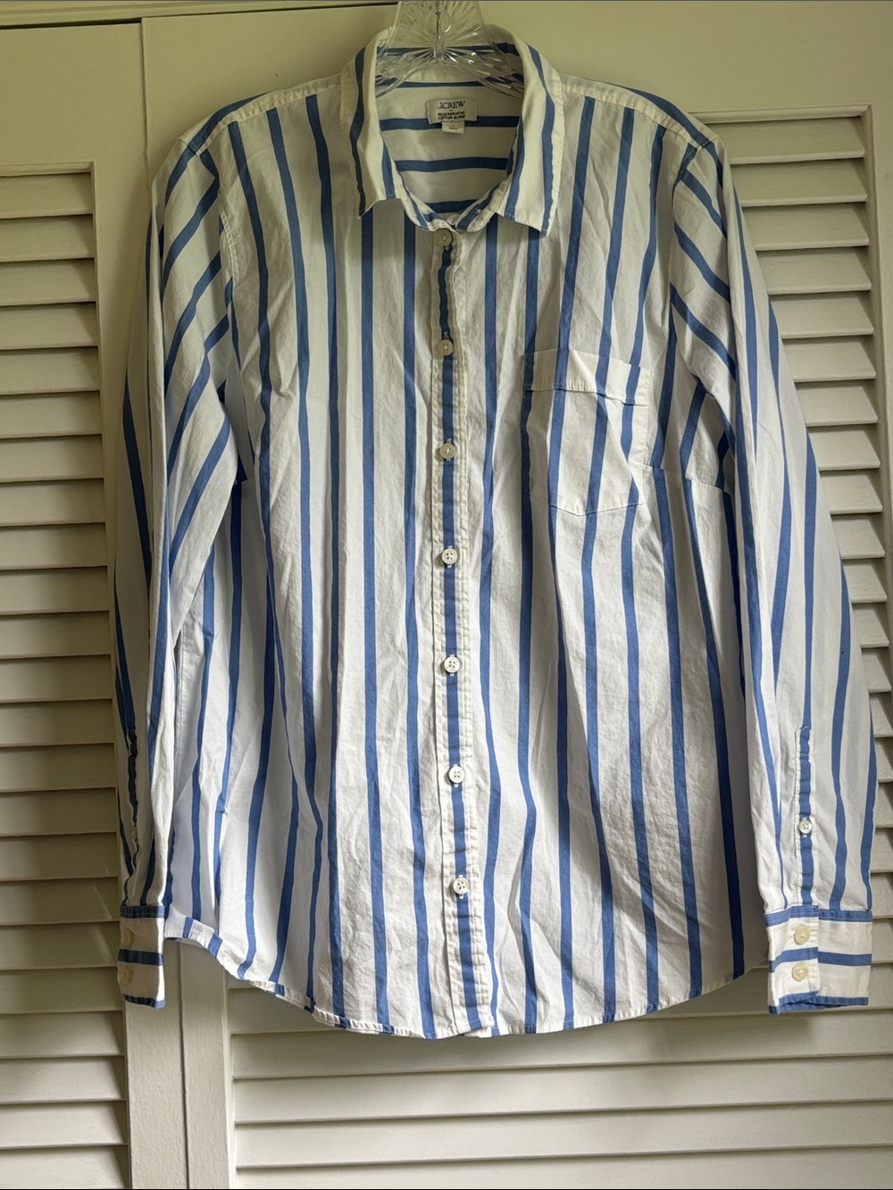 J.Crew Blue White Striped Button Down Shirt Size L